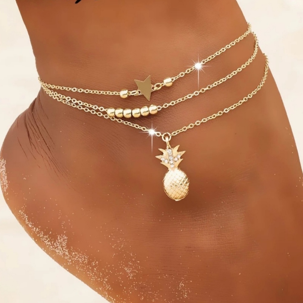 ♡ Multilayer pineapple ankle bracelet